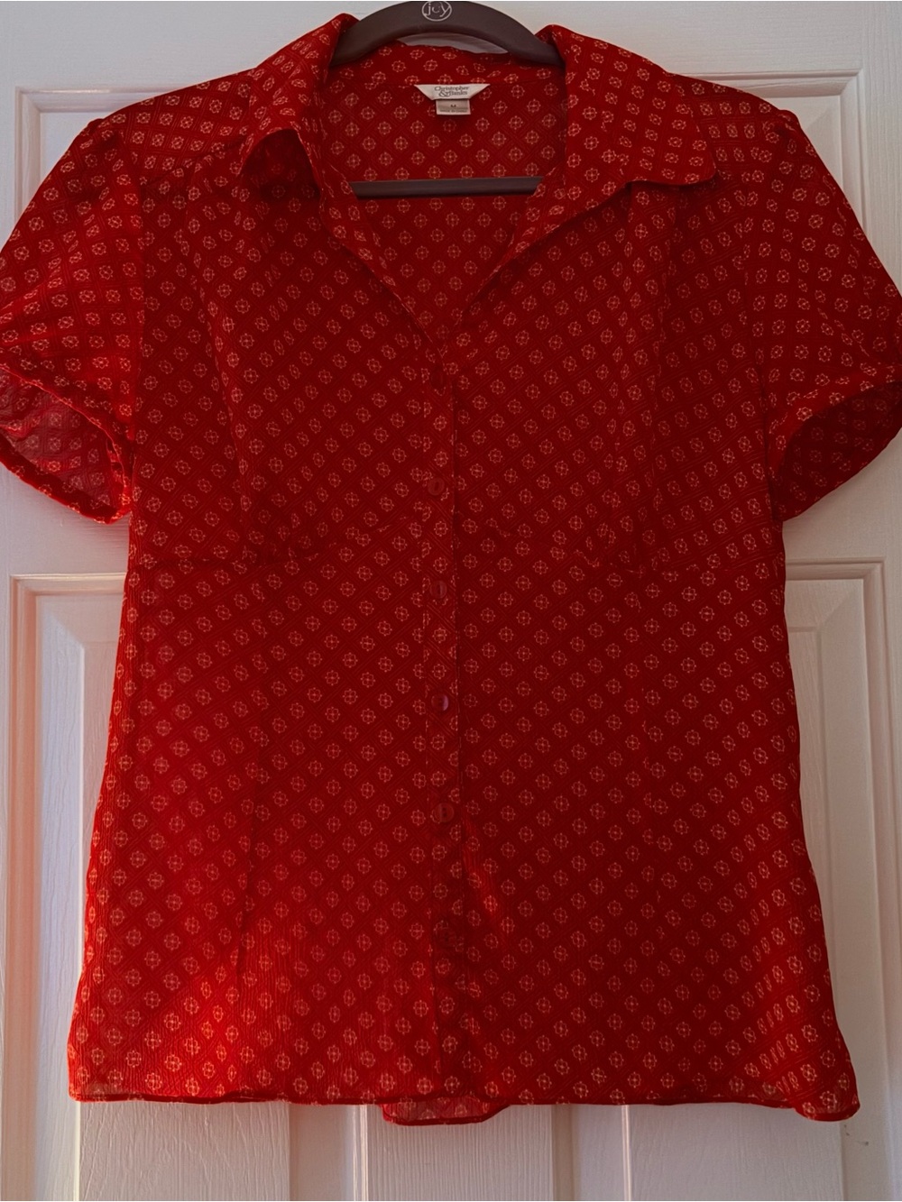 Christopher & Banks Red Short-Sleeve Button-Down Shirt